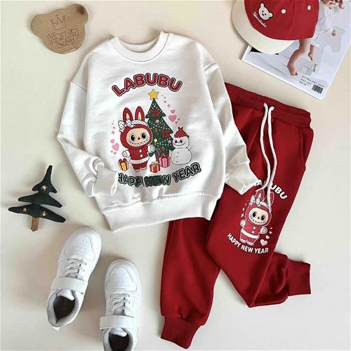 دوتیکه بلوز شلوار دورس طرح لبوبو 4 سال تا 8 سال کد 10115