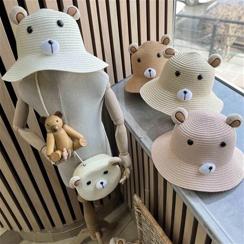 کیف و کلاه حصیری طرح خرس 18 ماه تا 10 سال کد 204171