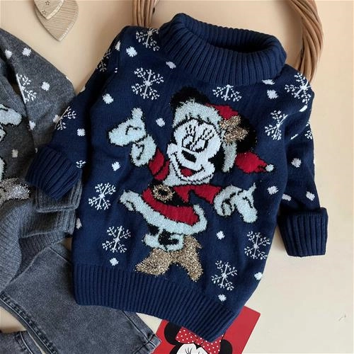 بافت طرح میکی یقه اسکی 6 سال تا 9 سال کد 171386