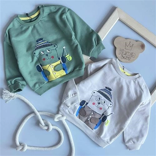 بلوز طرح خرس ماهی گیر 6 ماه تا 18 ماه کد 181262