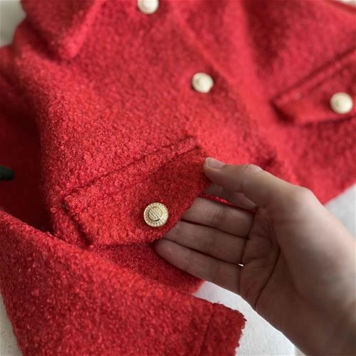 دوتیکه کت دامن یلدایی طرح شنل کارن بی بی 3 سال تا 10 سال کد 213103