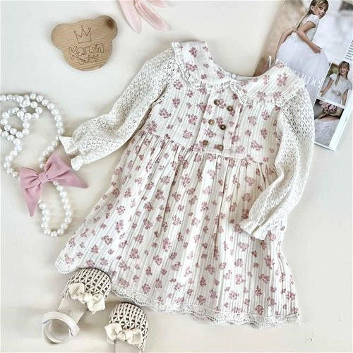 سارافون گل گلی آستین دانتل کد 9889