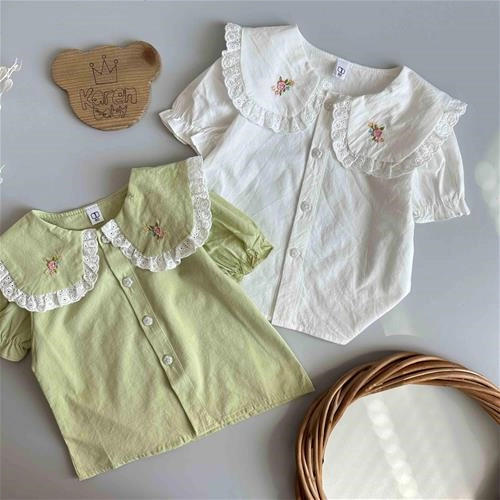 شومیز آستین کوتاه یقه گل 1 سال تا 5 سال کد 205371