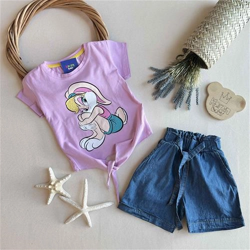 شلوارک لی کمردار 3 سال تا 14 سال کد 161348