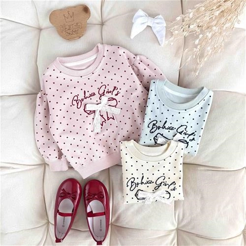 بلوز بچگانه خالدار پاپیونی 1 سال تا 6 سال کد 9708