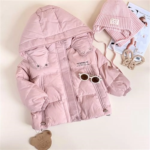 کاپشن دخترانه کلاهدار صورتی 6 سال تا 12 سال کد 9714