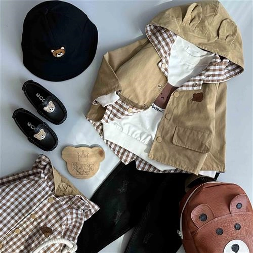 بارانی کتان خرس دو رویه 1 سال تا 6 سال کد  205335