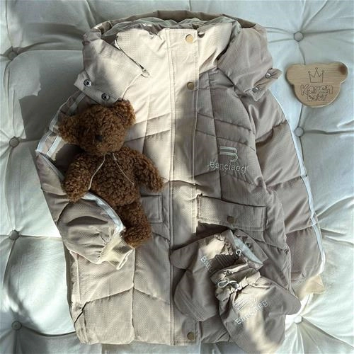 کاپشن شمعی کلاهدار دوخط دستکش دار 7 سال تا 12 سال کد 212189