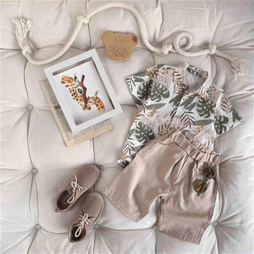 دوتیکه بچگانه تیشرت شلوارک طرح هاوایی 6 سال تا 9 سال کد9680 (221155)