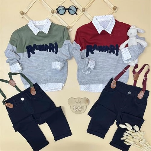 چهار تیکه بافت طرح نوشته 2 سال تا 6 سال کد 171295