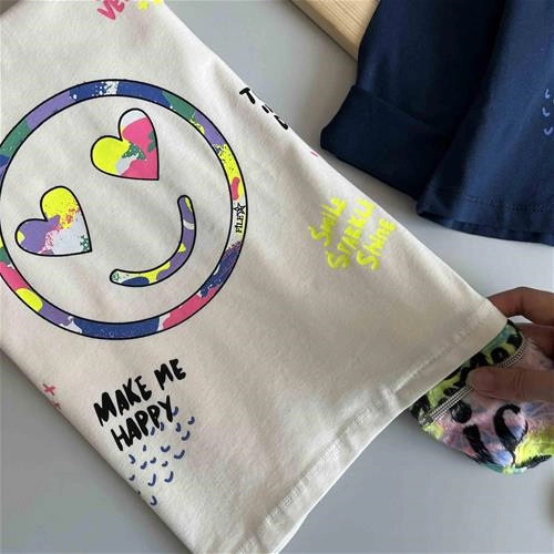 بلوز دخترانه طرح لبخند 8 سال تا 13 سال کد 183125