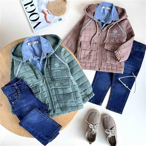 سه تیکه سویشرت کلاهدار پیراهن جین 1 سال تا 6 سال کد 9406 (211466)