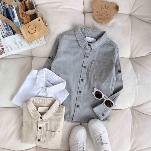 پیراهن پسرانه رنگ طوسی 2 سال تا 8 سال کد 9730 (9725)