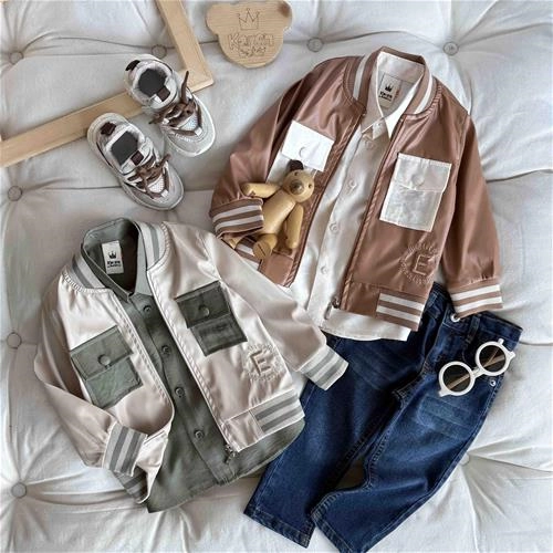 سه تیکه سویشرت چرم جیبدار شلوار 1 سال تا 4 سال کد 9418 (211463)